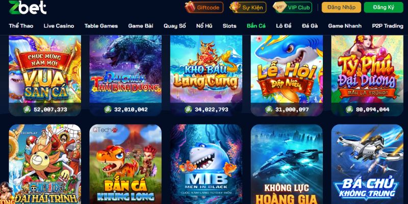 Các sảnh game ăn khách nhất ZBET