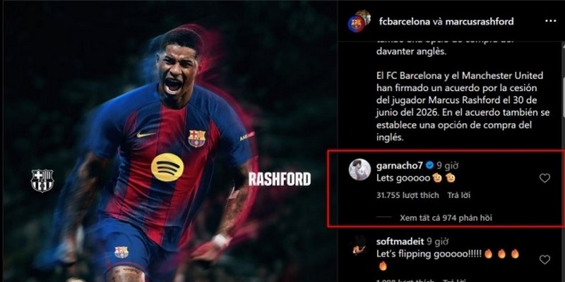 Garnacho và comment nhiều ẩn ý